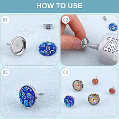 80Pcs 4 Style Flat Round 304 Stainless Steel Earring Settings&nbsp;STAS-SP0001-60