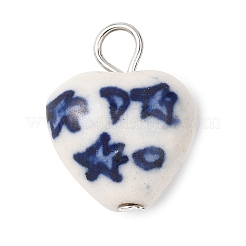 Hand Painted Star & Moon Heart Porcelain Pendants&nbsp;PALLOY-JF04681