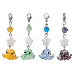 4Pcs Handmade Lampwork Octopus Pendant Decorations&nbsp;HJEW-TA00430