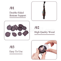 10Pcs 5 Styles Wood Pendant Cabochon Settings&nbsp;WOOD-TA0003-05