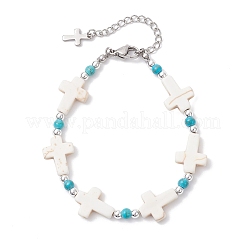 Synthetic Turquoise & Non-magnetic Hematite Beaded Bracelets for Women&nbsp;BJEW-JB12222-01