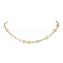 Brass Enamel Flower Link Chain Necklaces&nbsp;NJEW-JN06366
