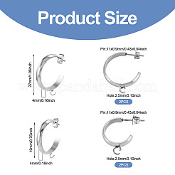 4Pcs 2 Colors 304 Stainless Steel Stud Earring Findings&nbsp;STAS-TAD0001-05P