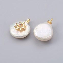 Natural Cultured Freshwater Pearl Pendants&nbsp;PEAR-F008-16G