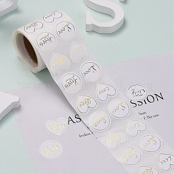 Heart and Flat Round with Word Love Valentine's Stickers Self Adhesive Tag Labels&nbsp;DIY-E023-05