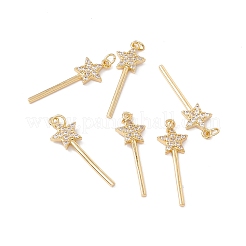 Rack Plating Brass Micro Pave Clear Cubic Zirconia Pendants&nbsp;X-ZIRC-C040-36G