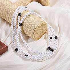 Baking Paint Pearlized Glass Pearl Round Beaded Long Necklaces&nbsp;NJEW-SW00066-02