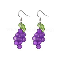 Grape 304 Stainless Steel Glass Dangle Earrings&nbsp;EJEW-JE06758