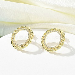 Brass Micro Pave Clear Cubic Zirconia Stud Earrings&nbsp;EJEW-C122-08G