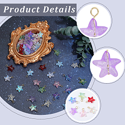 100Pcs Starfish Gradient Color Baking Paint Transparent Glass Pendants&nbsp;PALLOY-BM00031