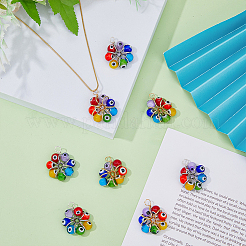 8Pcs 2 Style 7 Chakra Handmade Evil Eye Lampwork Pendants&nbsp;FIND-FH0007-74