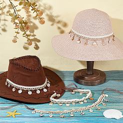 4Pcs Cotton Thread & Linen & Shell Hat Bands&nbsp;OHAR-OC00002
