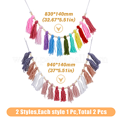 2Pcs 2 Styles Woolen Yarn Tassel Wall Hanging Ornaments&nbsp;HJEW-HY0001-10