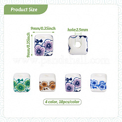 72Pcs 4 Color Handmade Porcelain Ceramic Beads Strands&nbsp;PORC-FW0001-01