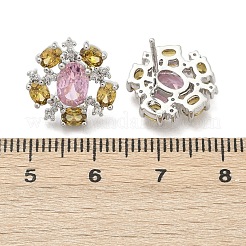 Flower Brass Micro Pave Cubic Zirconia Stud Earrings&nbsp;EJEW-M082-20P