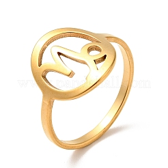 Ion Plating(IP) 201 Stainless Steel Constellations Capricorn Finger Ring for Women&nbsp;RJEW-G266-31G