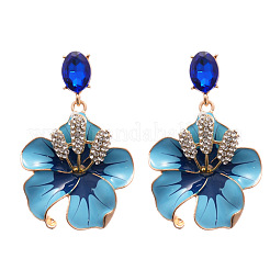 Flower Alloy Rhinestone Dangle Stud Earrings&nbsp;FS-WG119D4-02