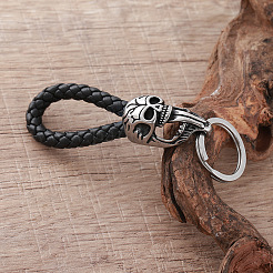 Viking Braided Skull PU Leather Keychains&nbsp;HZ0628