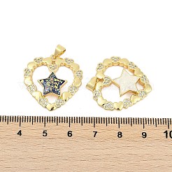 Brass Micro Pave Clear Cubic Zirconia Pendants&nbsp;KK-I723-04G