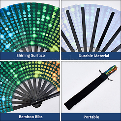 1Pc Luminous Bomboo & Cloth Fans&nbsp;AJEW-SP0003-78D