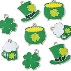 8Pcs 4 Style Saint Patrick's Day Theme Alloy Enamel Pendants&nbsp;ENAM-FS0001-72