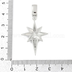 Brass Micro Pave Clear Cubic Zirconia Star European Dangle Charms&nbsp;KK-Z090-03P