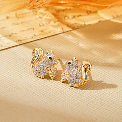 Brass Micro Pave Clear Cubic Zirconia Stud Earrings&nbsp;WGFC070-01