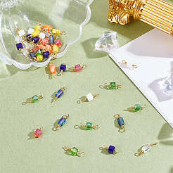 48Pcs 8 Styles Glass Faceted Cube Connector Charms&nbsp;KK-HY0004-28