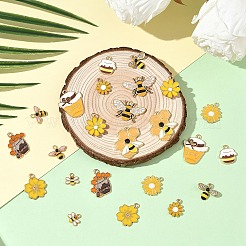 24Pcs 12 Styles Light Gold Plated Alloy Enamel Pendants&nbsp;ENAM-YW0006-33