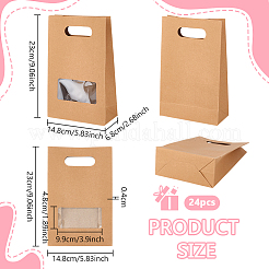 Kraft Paper Gift Bags with Visible Window and Die Cut Hole Handles&nbsp;ABAG-WH0032-124