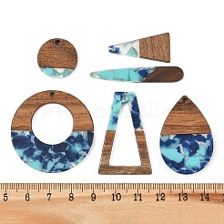 Walnut Wood & Transparent Resin Pendants&nbsp;WD-CBA583A-24