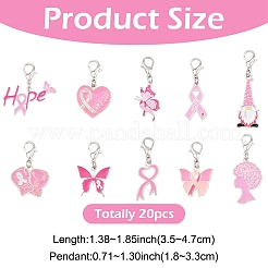 20Pcs 10 Styles Breast Cancer Awareness Alloy Enamel Pendant Decorations&nbsp;HJEW-YW00261