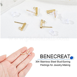 80Pcs Rectangle Stainless Steel Stud Earring Findings&nbsp;STAS-BC0003-09