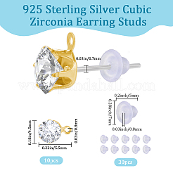 30Pcs Clear Cubic Zirconia Stud Earring Findings&nbsp;EJEW-BBC0002-07C