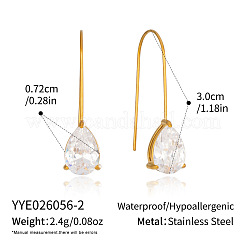 304 Stainless Steel Cubic Zirconia Dangle Earrings for Women&nbsp;QI4197-2