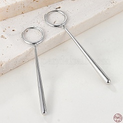 Anti-Tarnish Rhodium Plated 925 Sterling Silver Teardrop Bar Dangle Hoop Earrings for Women&nbsp;EJEW-F317-30P