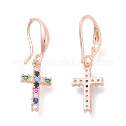 Brass Micro Pave Cubic Zirconia Dangle Earrings&nbsp;EJEW-F233-02RG