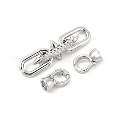Brass Micro Pave Cubic Zirconia Fold Over Clasps&nbsp;KK-U059-07P