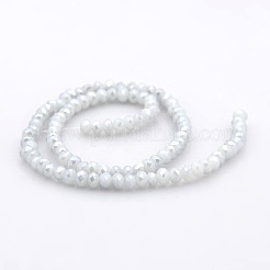 Pearl Luster Plated Faceted Rondelle Imitation Jade Glass Beads Strands&nbsp;GLAA-A024B-PL02