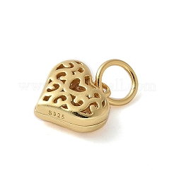925 Sterling Silver 3D Hollow Flower Heart Charms&nbsp;LS-STER-M099-02G