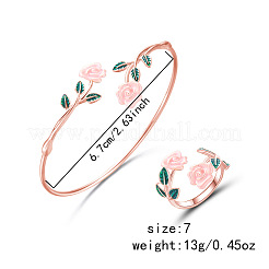 Rose Alloy Enamel Cuff Bangle & Cuff Rings Sets&nbsp;FS-WGBA561-03