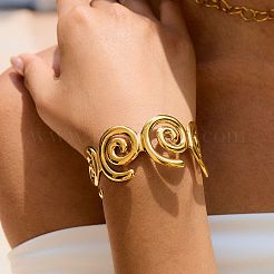 304 Stainless Steel Spiral Open Cuff Bangles for Women&nbsp;EA0743-1
