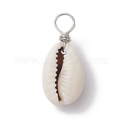 Natural Cowrie Shell Pendants&nbsp;PALLOY-JF02681-02
