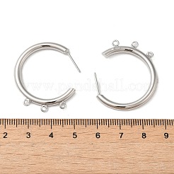 Ring Brass Stud Earring Findings&nbsp;KK-C042-08P