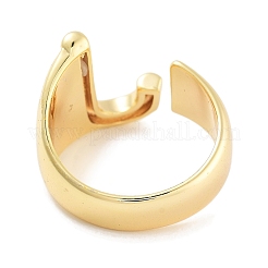 J-Shape Rack Plating Brass Open Cuff Rings for Women&nbsp;RJEW-Z059-01G