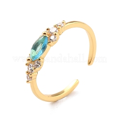 Cubic Zirconia Horse Eye Cuff Ring&nbsp;RJEW-C018-11G