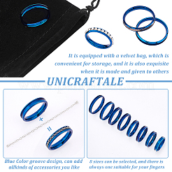 201 Stainless Steel Grooved Finger Ring for Women Men&nbsp;RJEW-UN0002-51B-BU