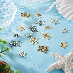 16Pcs 8 Style 201 Stainless Steel Filigree Joiners Links & Pendants&nbsp;STAS-PJ0001-37