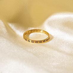 Minimalist 304 Stainless Steel Ring Women Hollow Flower Design Jewelry Ring&nbsp;EM2206-1