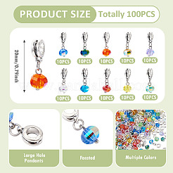 100Pcs 10 Colors Electroplate Transparent Glass Faceted Pumpkin European Dangle Charms&nbsp;PALLOY-TAC0232